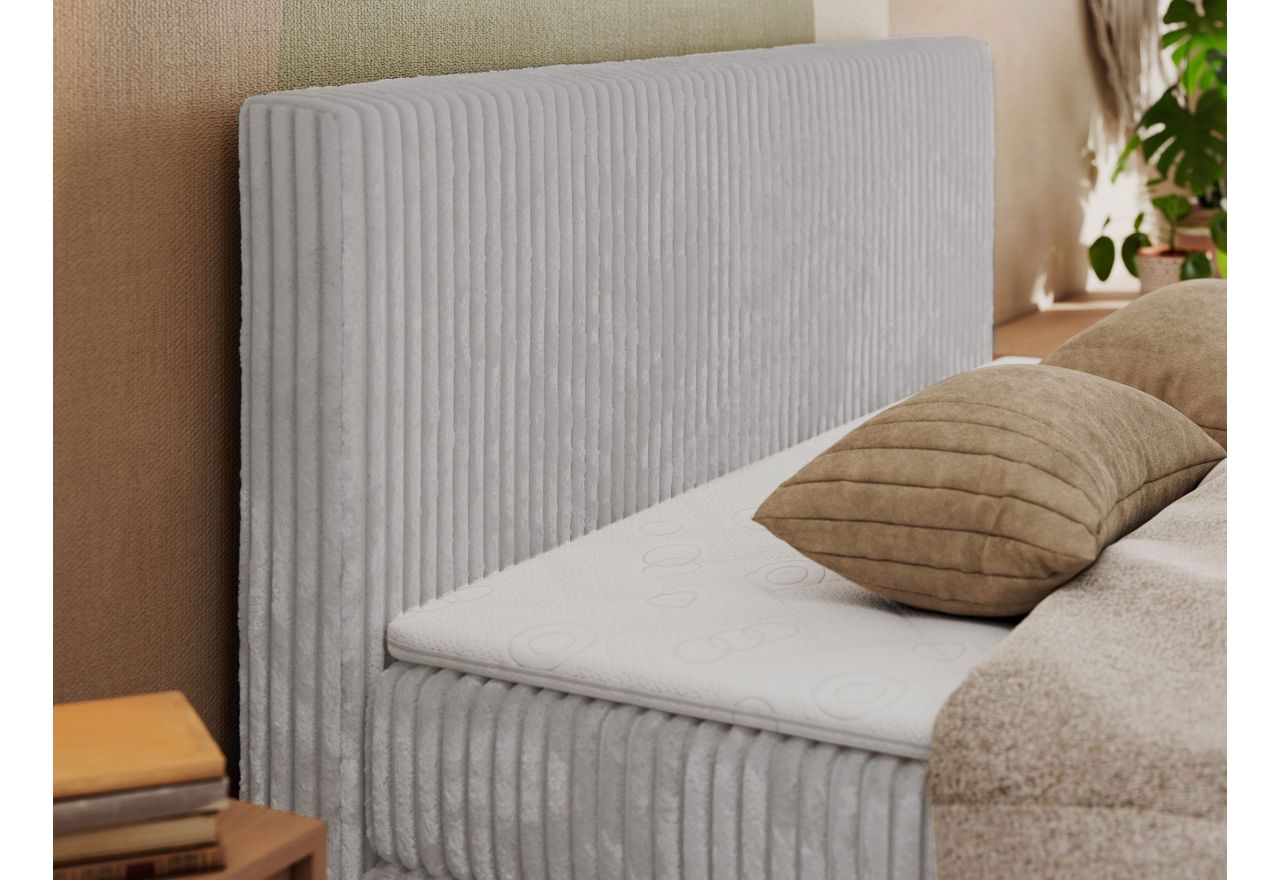 Łóżko kontynentalne TILIANO KING DUO 140x200 - H4 - jasnoszary, sztruks