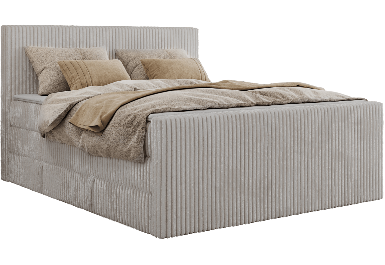 Łóżko kontynentalne TILIANO KING DUO 160x200 - H4 - jasnoszary, sztruks