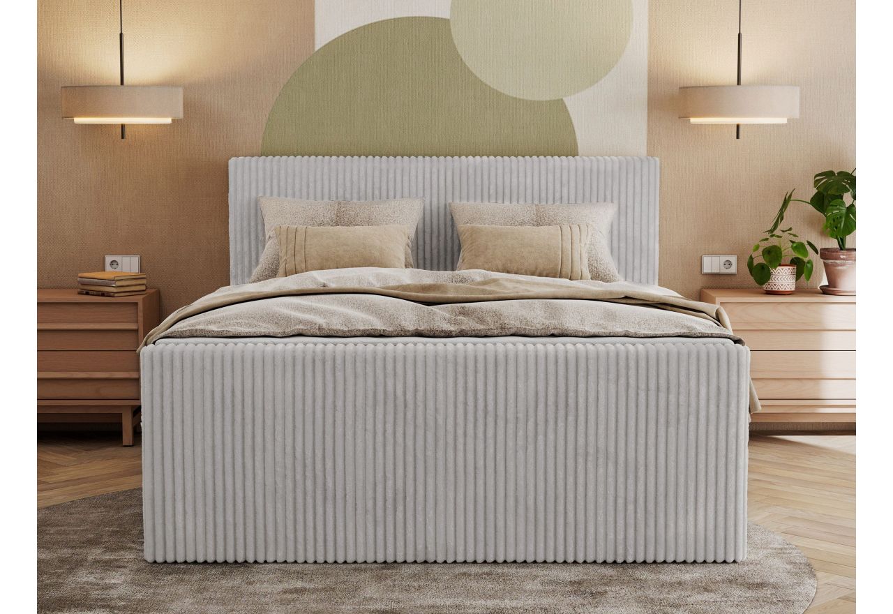 Łóżko kontynentalne TILIANO KING DUO 160x200 - H4 - jasnoszary, sztruks