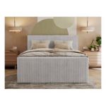 Łóżko kontynentalne TILIANO KING DUO 160x200 - H4 - jasnoszary, sztruks