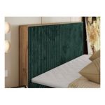 Łóżko kontynentalne WOOD CLASSIC 140x200 - H3 - ciemnozielony, sztruks