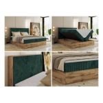 Łóżko kontynentalne WOOD CLASSIC 180x200 - H3 - ciemnozielony, sztruks