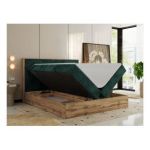 Łóżko kontynentalne WOOD CLASSIC 180x200 - H4 - ciemnozielony, sztruks