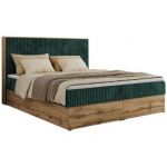 Łóżko kontynentalne WOOD CLASSIC 180x200 - H4 - ciemnozielony, sztruks