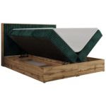 Łóżko kontynentalne WOOD CLASSIC 180x200 - H4 - ciemnozielony, sztruks
