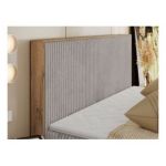 Łóżko kontynentalne WOOD CLASSIC 180x200 - H3 - jasnoszary, sztruks