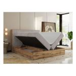 Łóżko kontynentalne WOOD CLASSIC 200x200 - H3 - jasnoszary, sztruks