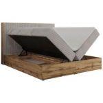 Łóżko kontynentalne WOOD CLASSIC 160x200 - H4 - jasnoszary, sztruks