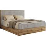 Łóżko kontynentalne WOOD CLASSIC 180x200 - H4 - jasnoszary, sztruks