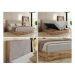Łóżko kontynentalne WOOD CLASSIC 180x200 - H4 - jasnoszary, sztruks