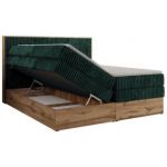 Łóżko kontynentalne WOOD CLASSIC KING 200x200 - H3 - ciemnozielony, sztruks