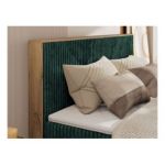 Łóżko kontynentalne WOOD CLASSIC KING 140x200 - H4 - ciemnozielony, sztruks