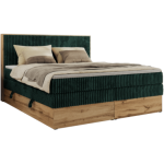 Łóżko kontynentalne WOOD CLASSIC KING 200x200 - H4 - ciemnozielony, sztruks