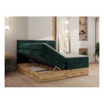 Łóżko kontynentalne WOOD CLASSIC KING 200x200 - H4 - ciemnozielony, sztruks