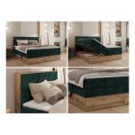 Łóżko kontynentalne WOOD CLASSIC KING 200x200 - H4 - ciemnozielony, sztruks