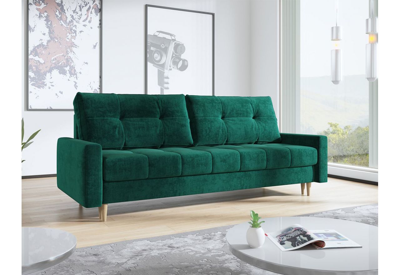 Sofa skandynawska z funkcją spania - SCANDI butelkowa zieleń