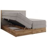 Łóżko kontynentalne WOOD CLASSIC KING 140x200 - H4 - jasnoszary, sztruks