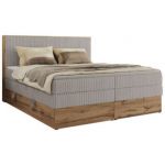 Łóżko kontynentalne WOOD CLASSIC KING 180x200 - H4 - jasnoszary, sztruks
