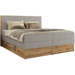 Łóżko kontynentalne WOOD CLASSIC KING 200x200 - H4 - jasnoszary, sztruks