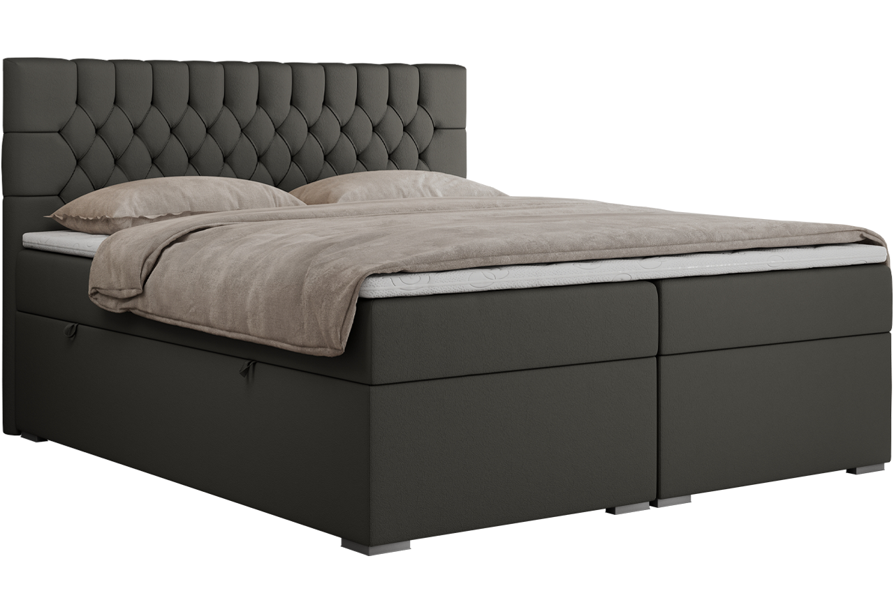 Łóżko kontynentalne PERA 140x200 - Soft 20 - grafitowa ekoskóra - OUTLET