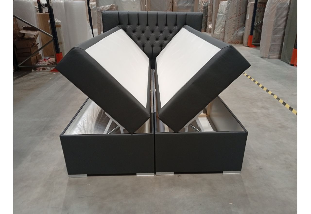 Łóżko kontynentalne PERA 140x200 - Soft 20 - grafitowa ekoskóra - OUTLET