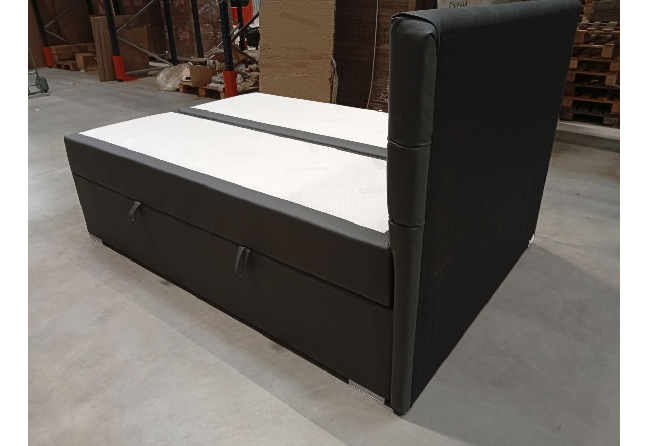 Łóżko kontynentalne PERA 140x200 - Soft 20 - grafitowa ekoskóra - OUTLET