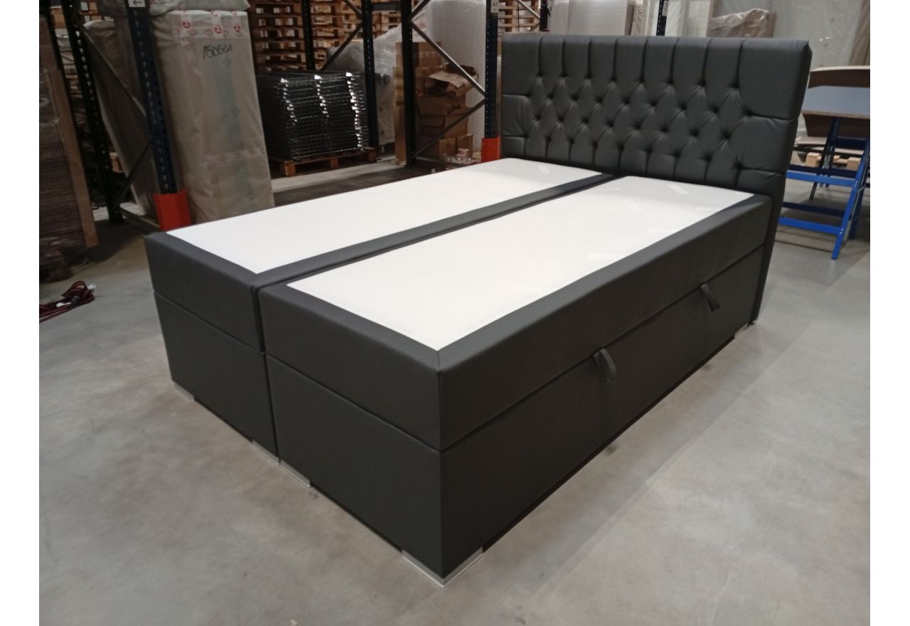 Łóżko kontynentalne PERA 140x200 - Soft 20 - grafitowa ekoskóra - OUTLET