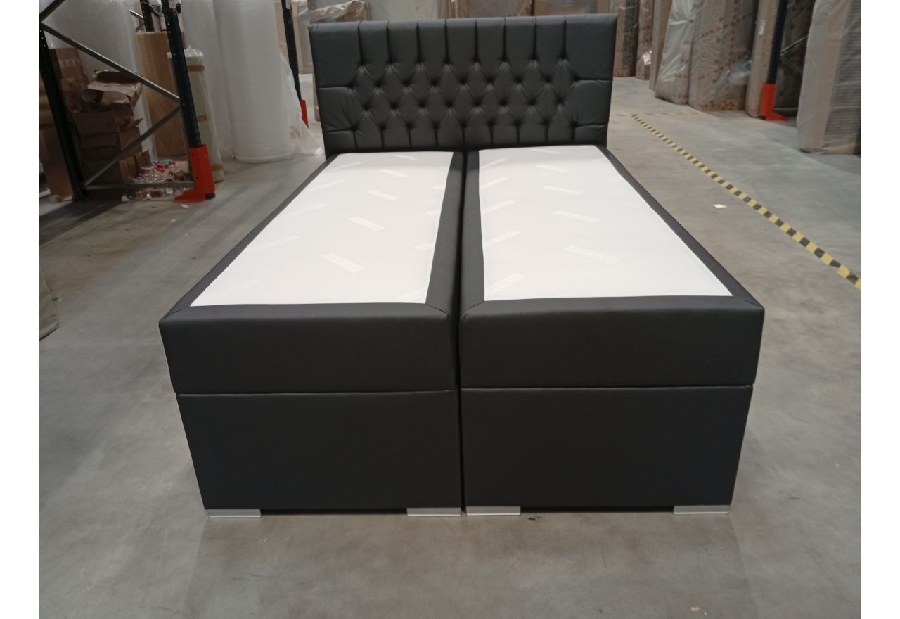 Łóżko kontynentalne PERA 140x200 - Soft 20 - grafitowa ekoskóra - OUTLET