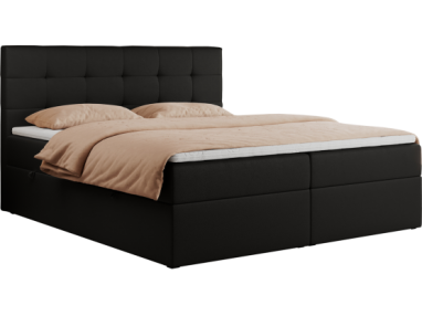 Łóżko kontynentalne CENTOS 200x200 - Soft 11 - czarna ekoskóra - OUTLET