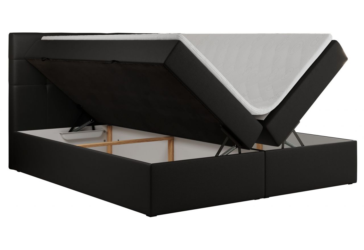 Łóżko kontynentalne CENTOS 200x200 - Soft 11 - czarna ekoskóra - OUTLET