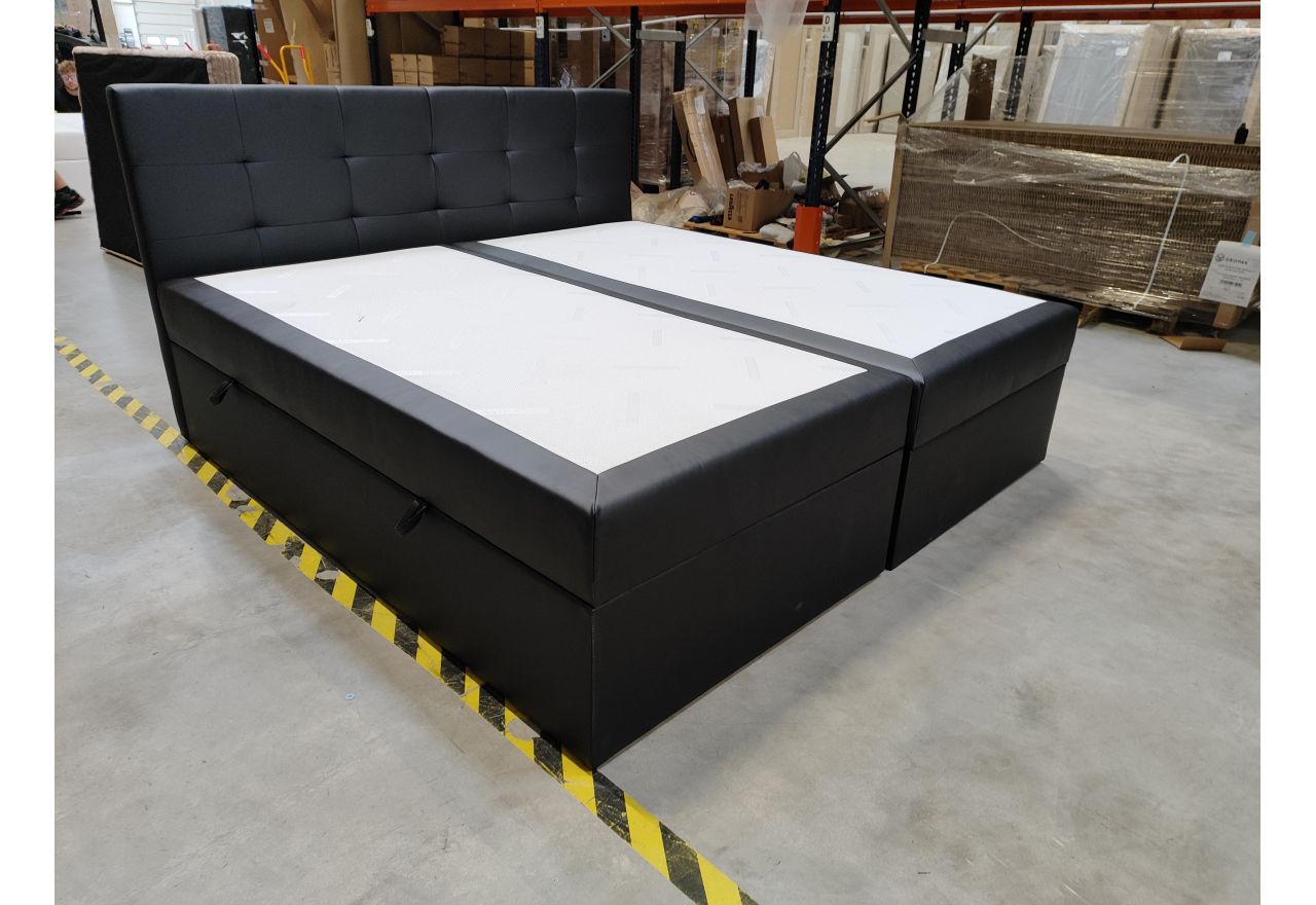 Łóżko kontynentalne CENTOS 200x200 - Soft 11 - czarna ekoskóra - OUTLET