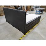 Łóżko kontynentalne CENTOS 200x200 - Soft 11 - czarna ekoskóra - OUTLET