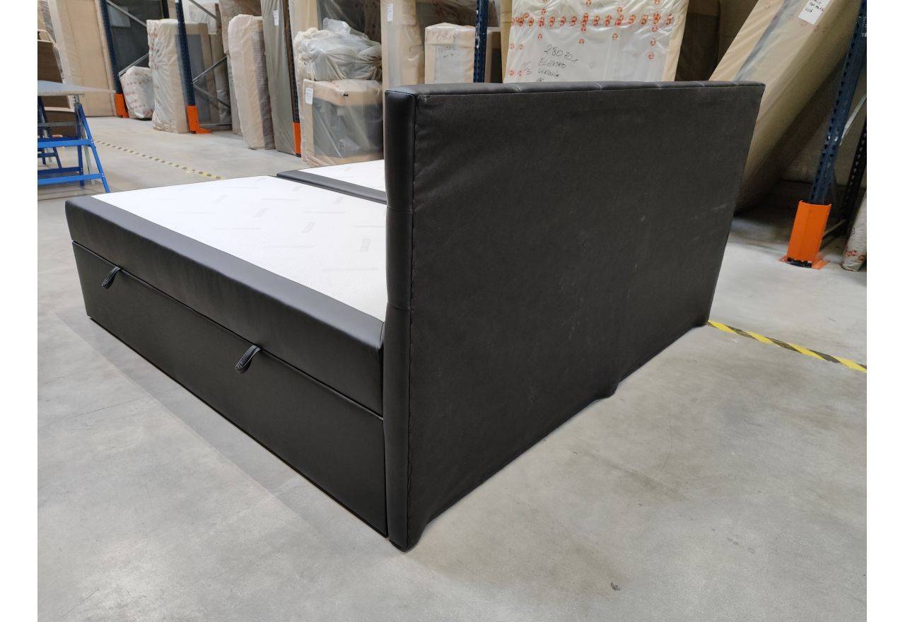 Łóżko kontynentalne CENTOS 200x200 - Soft 11 - czarna ekoskóra - OUTLET