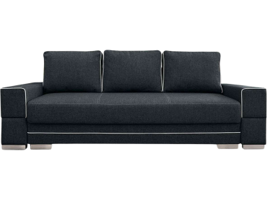 Elegancka sofa trzyosobowa czarna z pojemnikiem na pościel i wygodnymi poduszkami - SENTI A Inari 100
