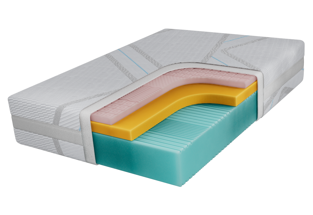 Materac piankowy VELO 120x200 cm - H2 - pokrowiec LUX