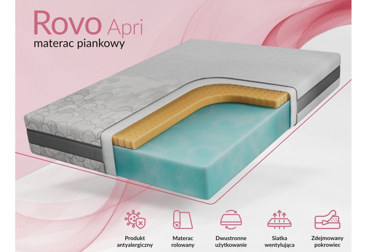 Materac piankowy ROVO 90x200 cm - H2 - pokrowiec APRI