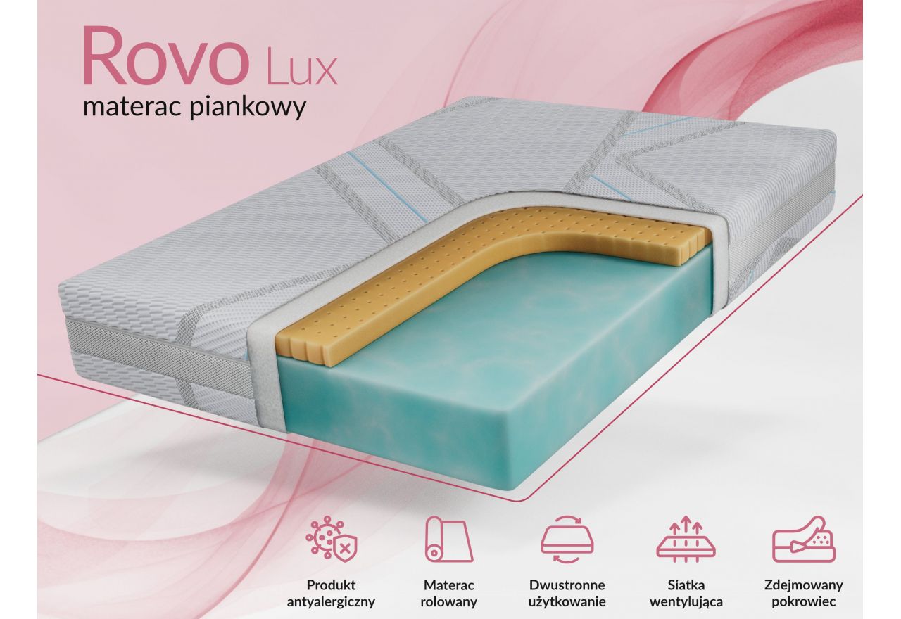 Materac piankowy ROVO 90x200 cm - H2 - pokrowiec LUX