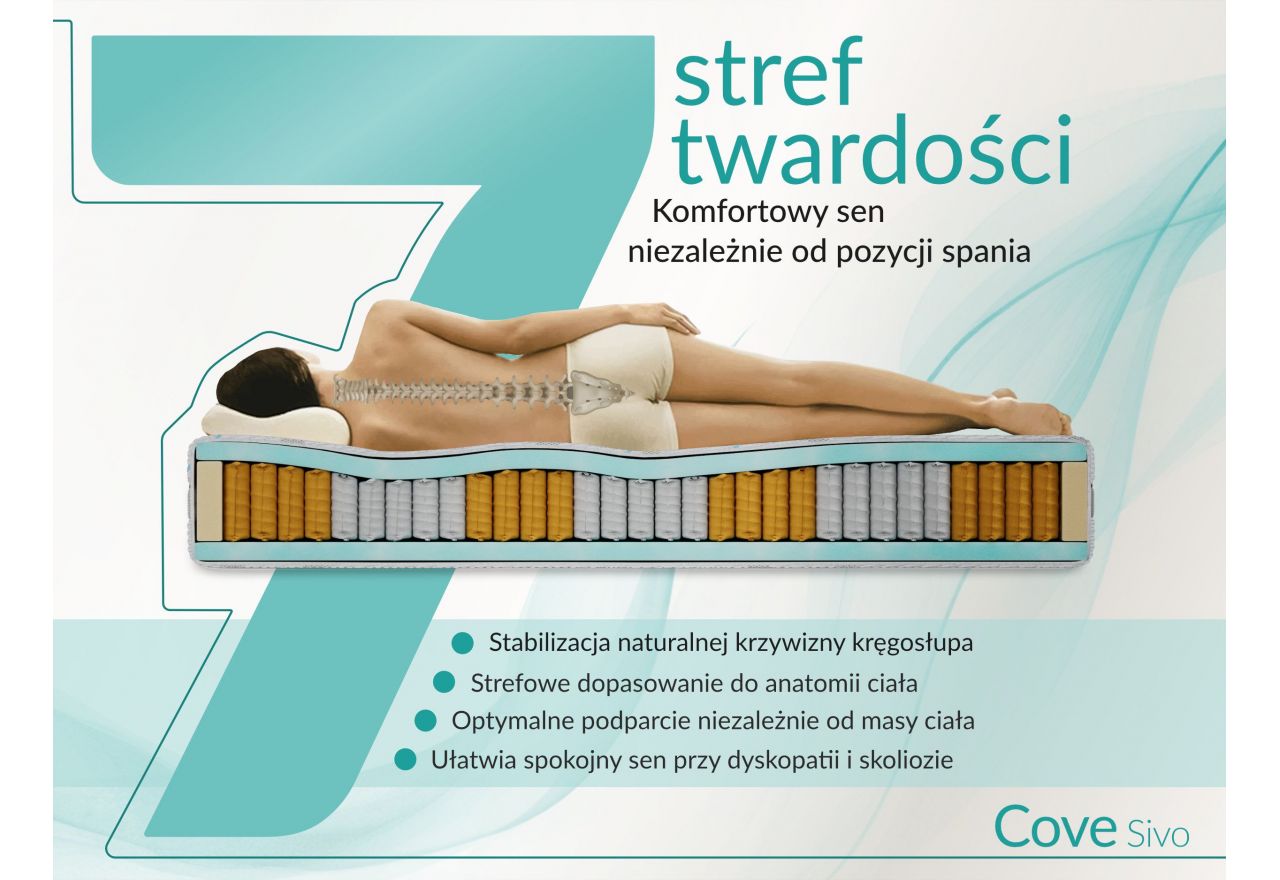 Materac pocket COVE 200x200 cm - H3 - pokrowiec SIVO