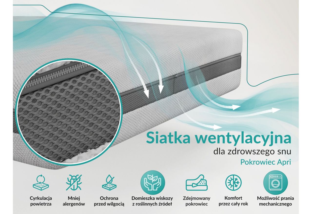 Materac pocket TENE 90x200 cm - H3 - pokrowiec APRI