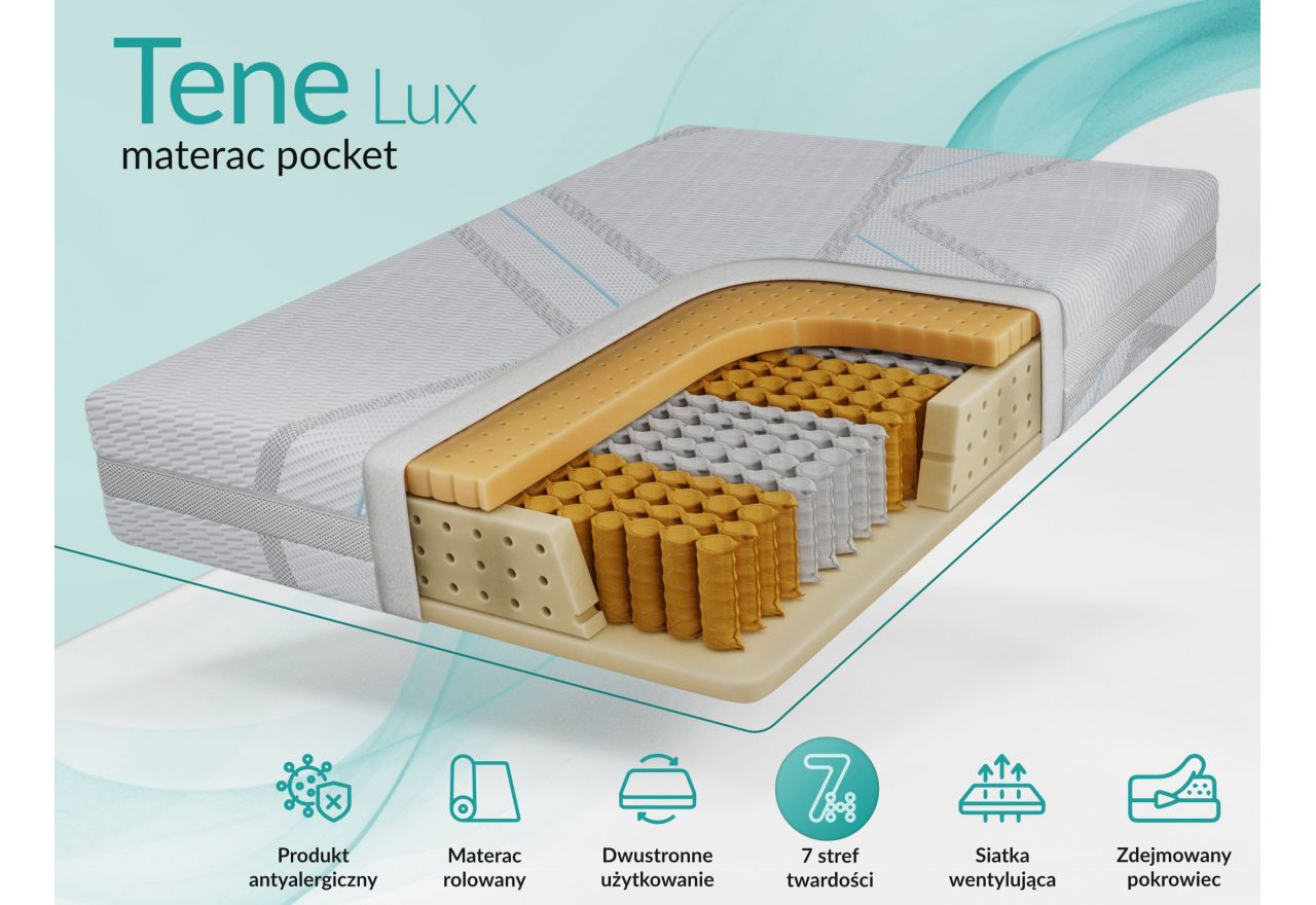 Materac pocket TENE 160x200 cm - H3 - pokrowiec LUX