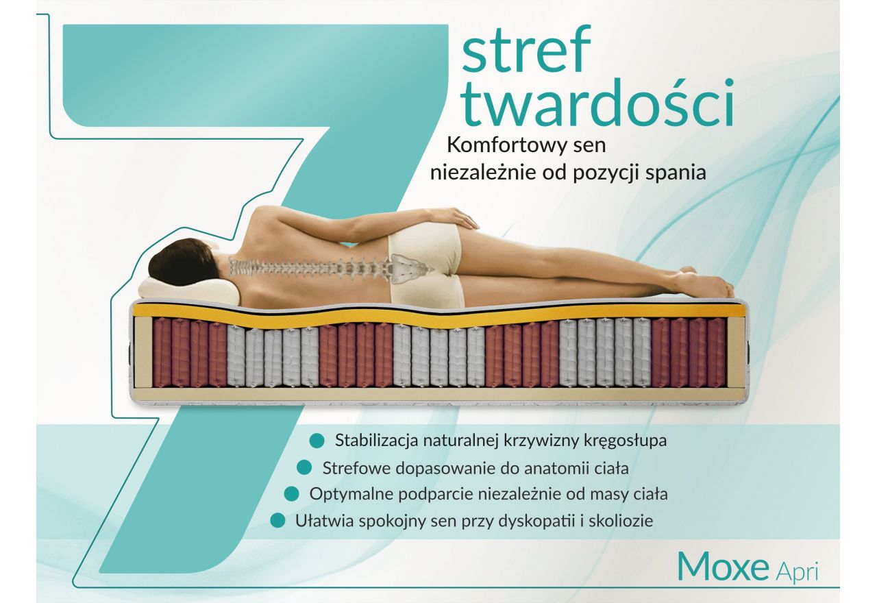 Materac pocket MOXE 140x200 cm - H3 - pokrowiec APRI