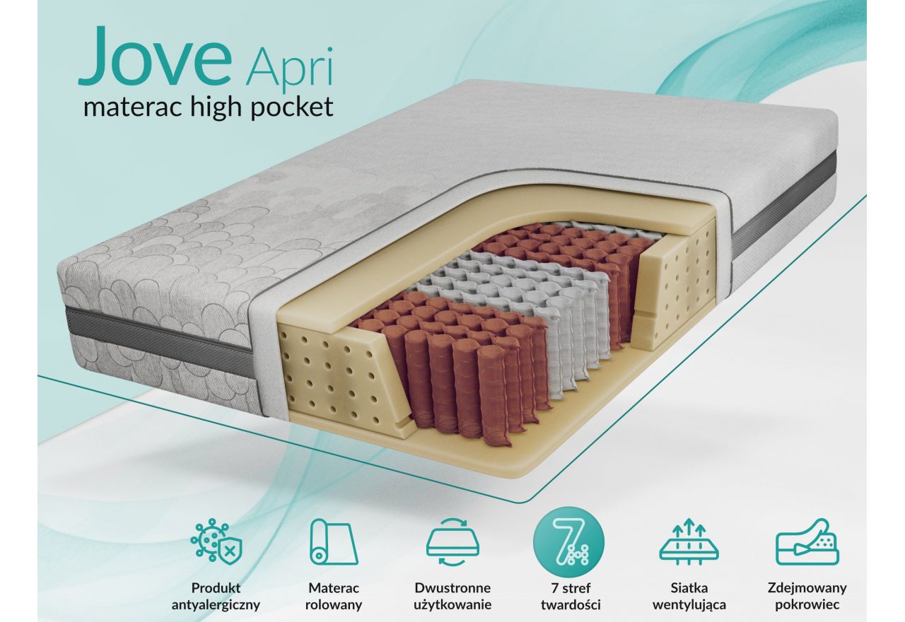 Materac pocket JOVE 140x200 cm - H3 - pokrowiec APRI