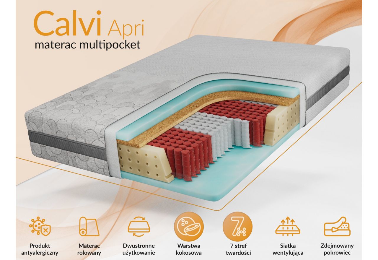 Materac multipocket CALVI 90x200 cm - H3/H4 - pokrowiec APRI