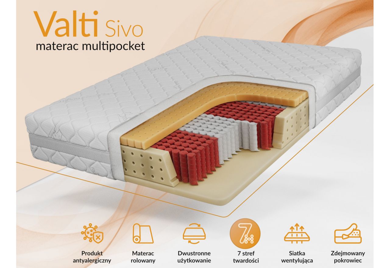 Materac multipocket VALTI 90x200 cm - H3 - pokrowiec SIVO