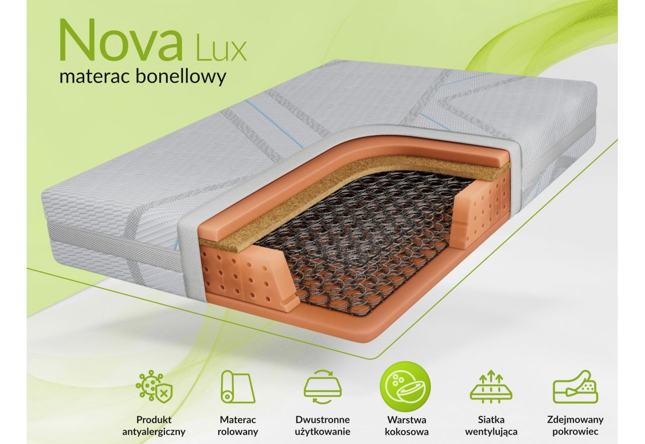 Materac bonellowy NOVA 140x200 cm - H3/H4 - pokrowiec LUX