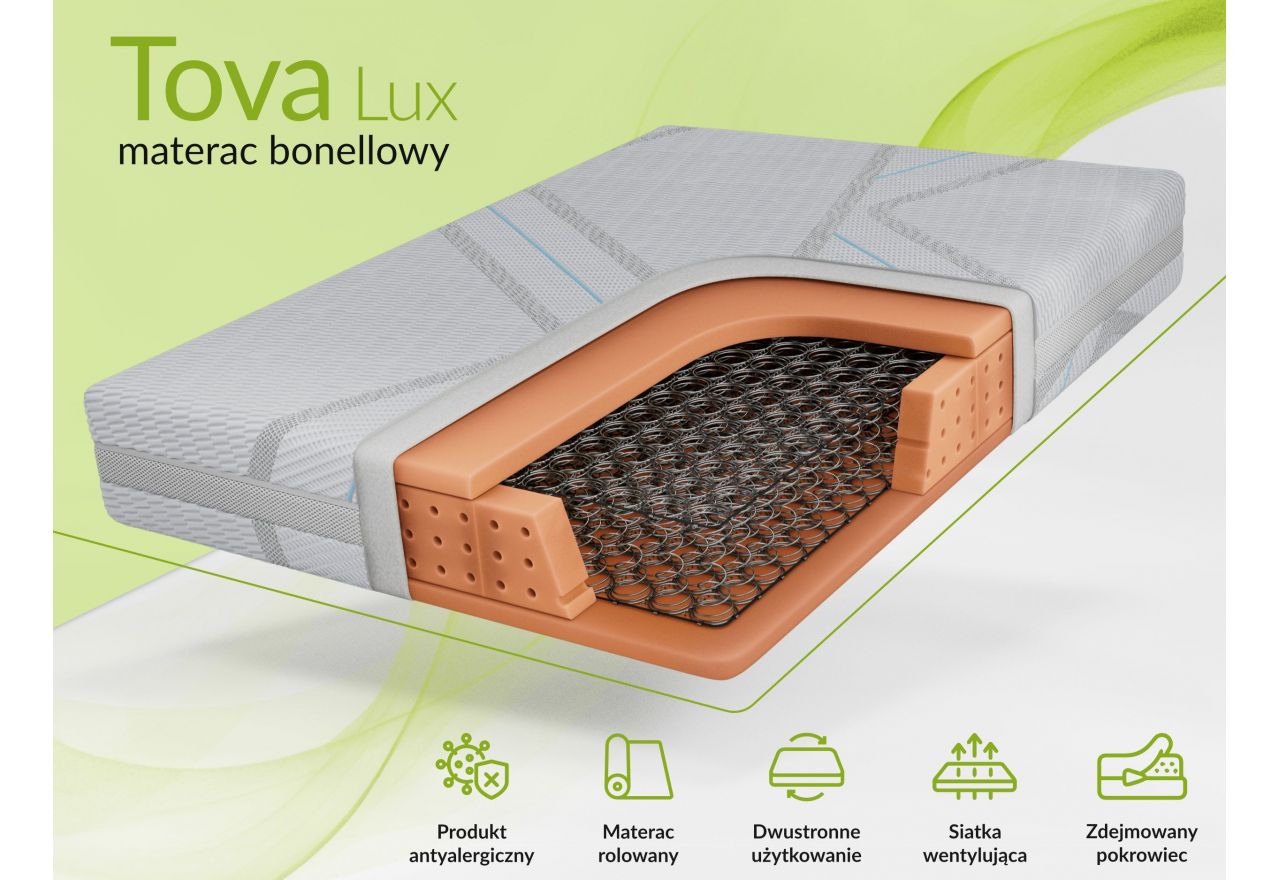 Materac bonellowy TOVA 90x200 cm - H3 - pokrowiec LUX