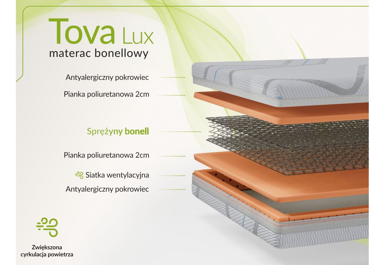 Materac bonellowy TOVA 120x200 cm - H3 - pokrowiec LUX