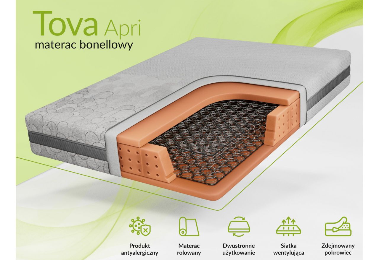 Materac bonellowy TOVA 160x200 cm - H3 - pokrowiec APRI