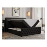 Łóżko kontynentalne GOLD 9 200x200 - Soft 11 - czarna ekoskóra - OUTLET