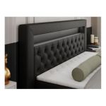 Łóżko kontynentalne GOLD 9 200x200 - Soft 11 - czarna ekoskóra - OUTLET